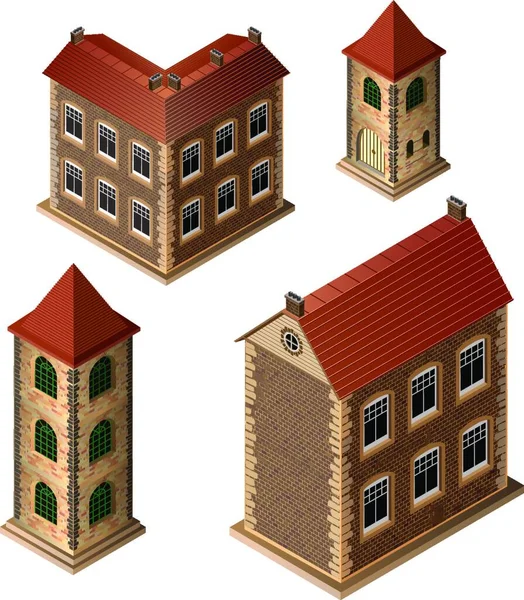Старі Будівлі Векторні Ілюстрації Простий Дизайн — стоковий вектор