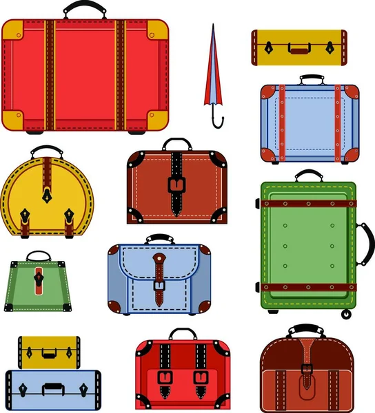 Retro Reisetaschen Vektorillustration Einfaches Design — Stockvektor