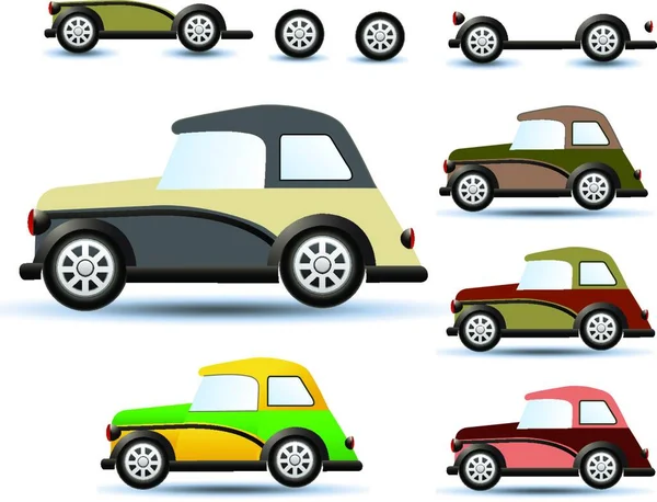 Coches Colores Ilustración Vectorial Diseño Simple — Vector de stock