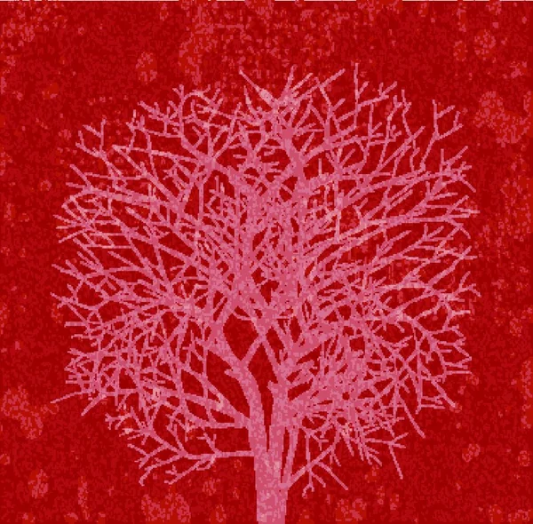 Silhouette Arbre Rouge Illustration Vectorielle Colorée — Image vectorielle