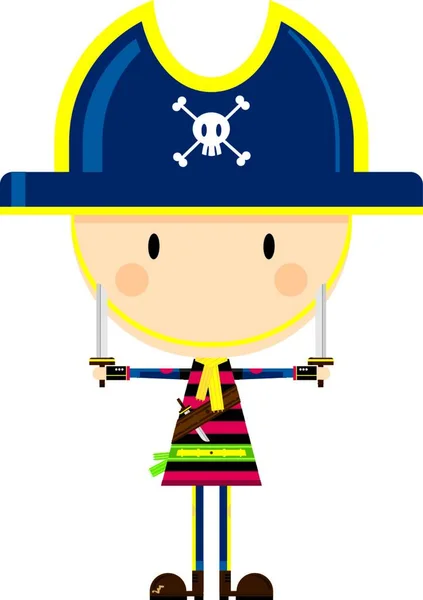 Cute Cartoon Pirate Captain — ストックベクタ