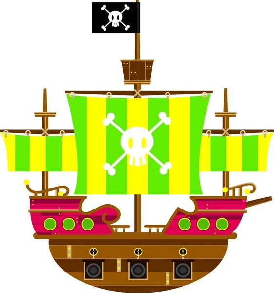 Dibujos Animados Pirata Barco Vector Ilustración — Vector de stock
