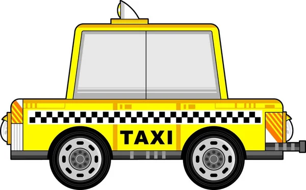 Tecknad Gul Taxi Vektor Illustration — Stock vektor