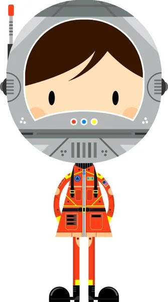 Lindo Dibujo Animado Astronauta Vector Ilustración — Vector de stock