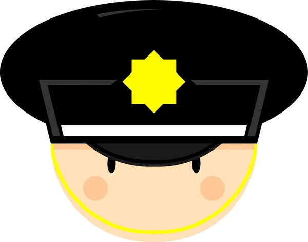 Cartoon Policeman Head Векторная Иллюстрация Простой Дизайн — стоковый вектор