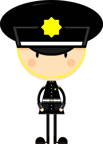 Policial Bonito Dos Desenhos Animados Ilustração Vetorial Design Simples —  Vetores de Stock