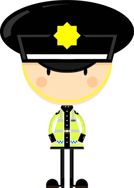 Cute Cartoon Policjant Wektor Ilustracja Prosta Konstrukcja — Wektor stockowy