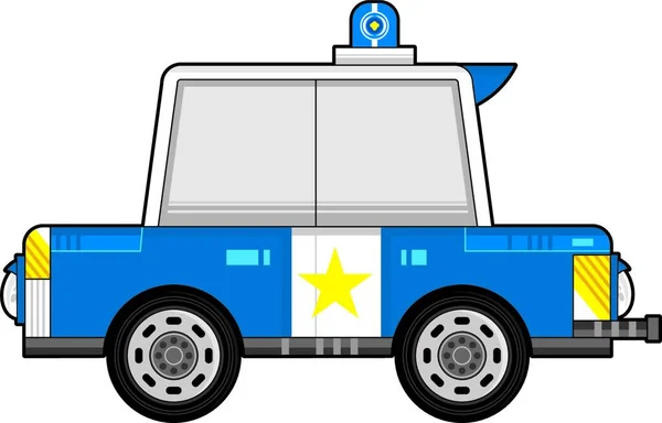 Cartoon Police Car Illustrazione Vettoriale Design Semplice — Vettoriale Stock