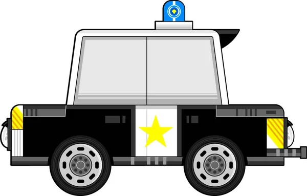 Cartoon Police Car Wektor Ilustracja Prosta Konstrukcja — Wektor stockowy