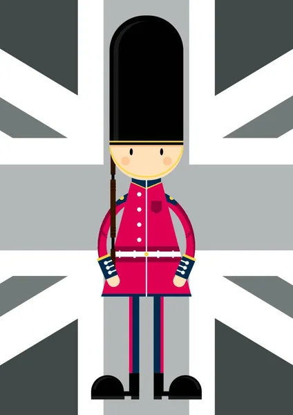Desenhos Animados Guarda Queens Britânico Ilustração Vetorial Design Simples — Vetor de Stock