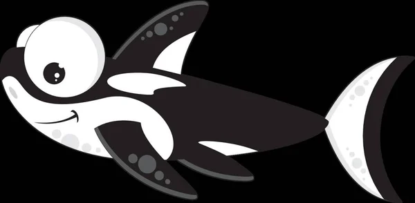 Cartoon Orca Φάλαινα Διανυσματική Απεικόνιση Απλό Σχέδιο — Διανυσματικό Αρχείο