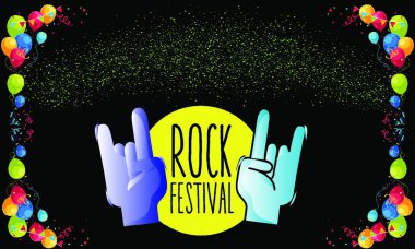 Rock festivali posteri, afiş, broşür, vektör tasarım şablonu