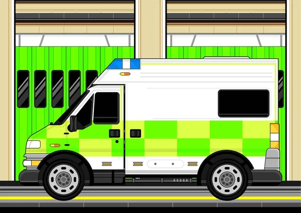 Ilustracja Cartoon Ambulance Wektor Ilustracja Prosty Projekt — Wektor stockowy