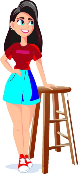 Girl Standing Vector Illustration — Stock Vector