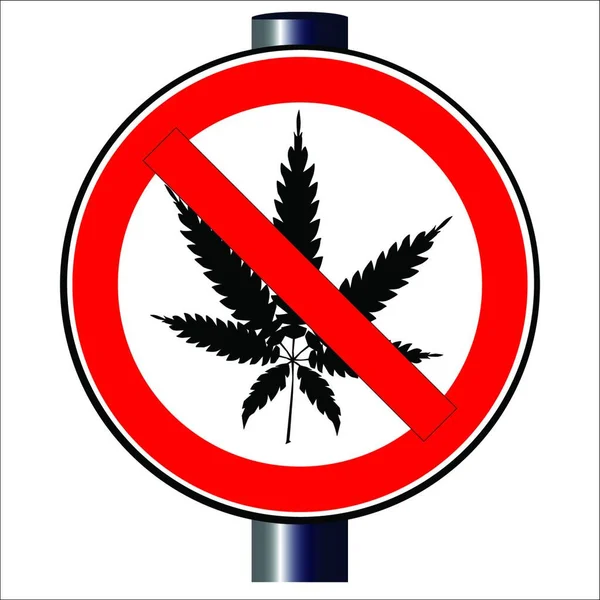 Illustrazione Vettoriale Icona Weed Ban Sign — Vettoriale Stock