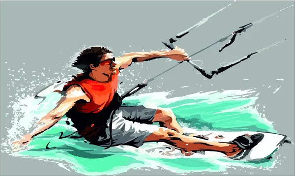 Mergulhador Rio Ilustração Vetorial Moderna — Vetor de Stock
