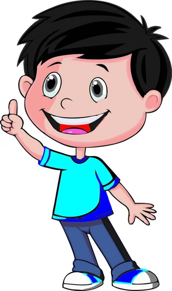 Cute Cartoon Boy Banner Vector Illustration — Stock Vector