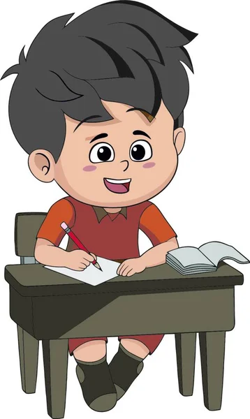 Roztomilý Kreslený Chlapec Banner Vektorové Ilustrace — Stockový vektor