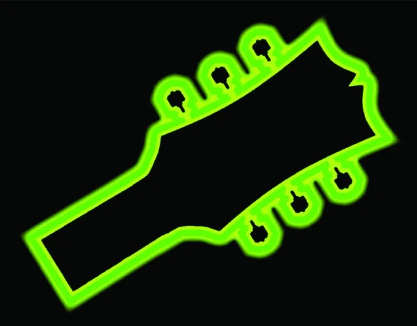 Neon Guitar Headstock Vector Ilustración — Vector de stock