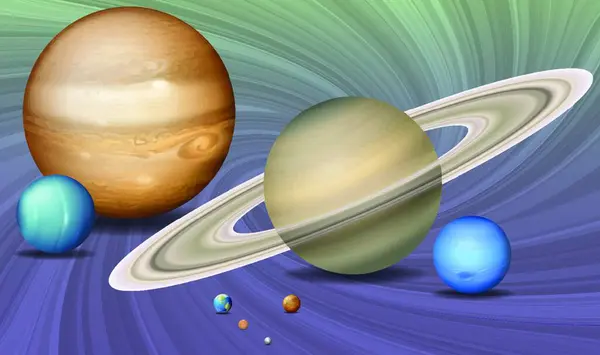 Planetene Solsystemet Gjengivelse – stockvektor