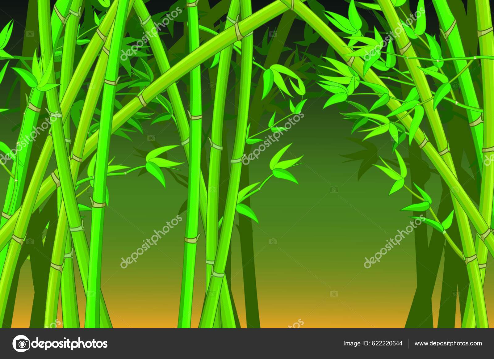 Floresta De Bambu Do Fundo Na Noite Ilustração do Vetor