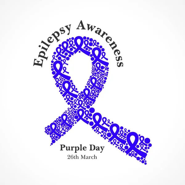 World Epilepsy Day Purple Day Epilepsy Awareness March Purple Ribbon — Stockvektor