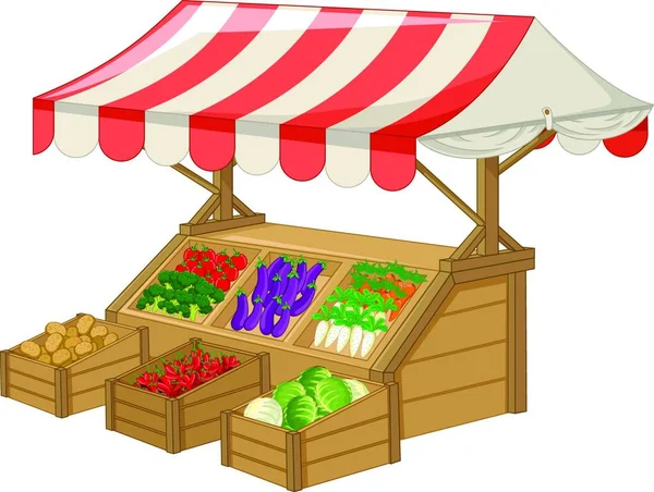 Brown Wood Food Fruit And Vegetable Stall Cartoon