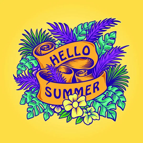 Hello Summer Tropical Party — Vector de stock