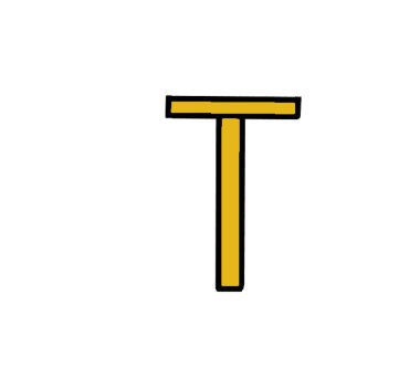 T harfinin tasviri, vektör illüstrasyonu basit tasarım