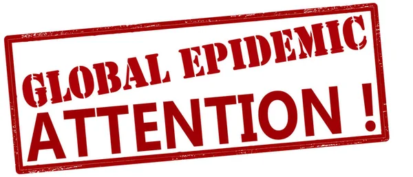 Global Epidemic Attention Texte Style Timbre Timbré Sur Fond Blanc — Image vectorielle