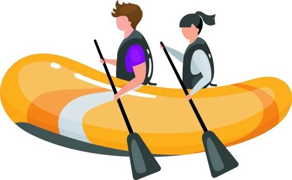 Couple Boat Flat Vector Illustration — Stockvektor
