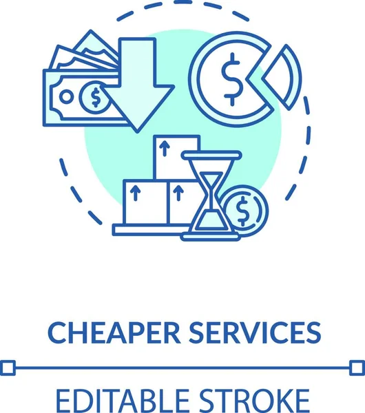 Cheaper Services Turquoise Concept Icon — Archivo Imágenes Vectoriales