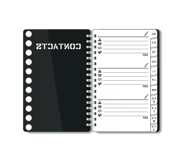Open Phone Book Pocket Diary Notebook Notepad Organizer Journal Sketch — Archivo Imágenes Vectoriales