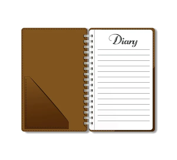 Open Pocket Diary Notebook Notepad Organizer Planner Journal Sketch Pad — Archivo Imágenes Vectoriales