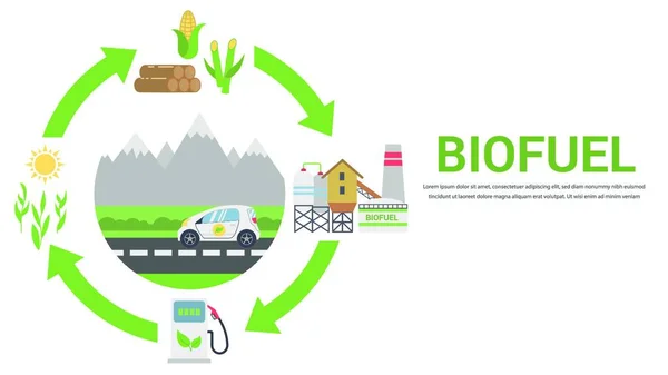 Biofuel Life Cycle Vector Illustration — Vettoriale Stock