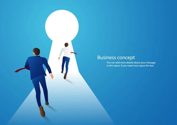 鍵穴ベクトルに実行している つのビジネスマンのビジネス概念図 — ストックベクタ