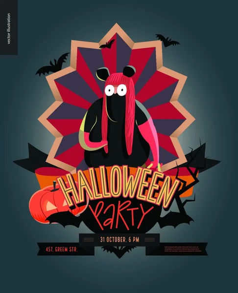 Halloween Party Samengesteld Teken — Stockvector
