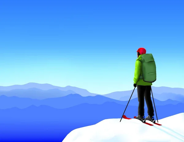 Skier Illustration Vectorielle Design Simple — Image vectorielle