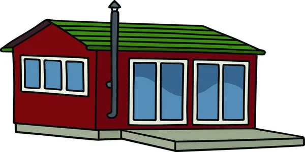 Funny Red Small House — Stok Vektör