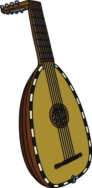 Historical Wooden Lute Vector Illustration — Stock Vector