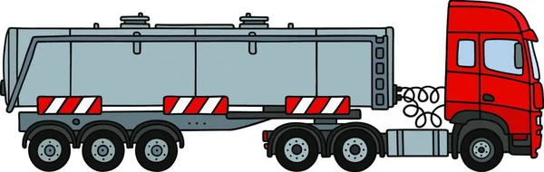 タンクセミトレーラー付きの赤い牽引トラック — ストックベクタ