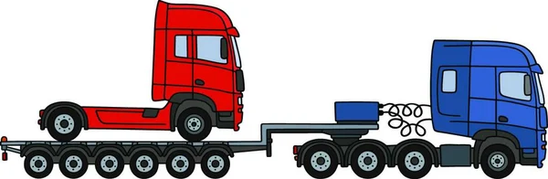 セミトレーラーの上の赤いトラック — ストックベクタ