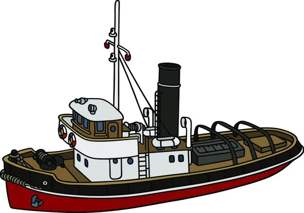 Old Harbor Tugboat Vector Illustration — Stock Vector