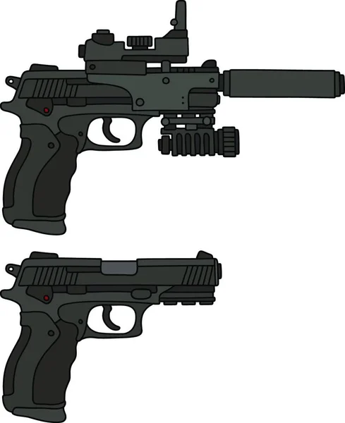 Two Recent Handguns Vector Illustration — Stock Vector