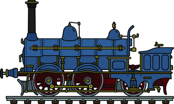 Locomotora Vapor Azul Vintage — Archivo Imágenes Vectoriales