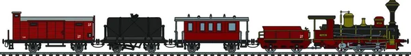 Vintage Parní Vlak Vektorové Ilustrace Jednoduchá Konstrukce — Stockový vektor