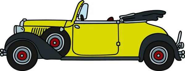 Vintage Yellow Cabriolet Vector Illustration Simple Design — Stock Vector