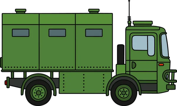 Vojenský Rozhlasový Kamion Vektorové Ilustrace Jednoduchá Konstrukce — Stockový vektor