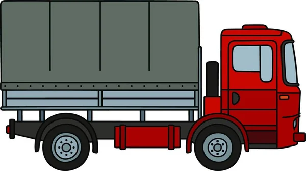 Roter Abgedeckter Lkw Vektorillustration Einfaches Design — Stockvektor
