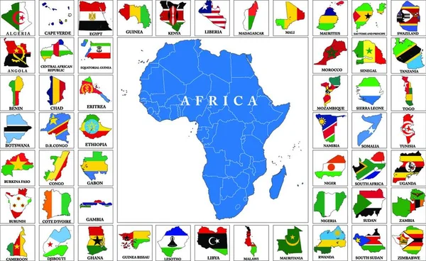 África Países Bandeira Mapas —  Vetores de Stock